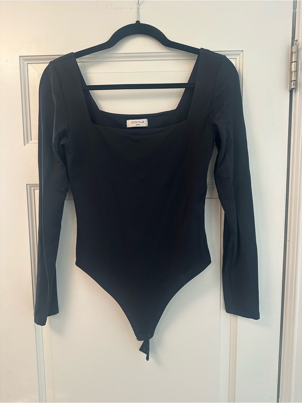 Aritzia Babaton Black Long-Sleeve Square Neck Kids One-Piece Bodysuit